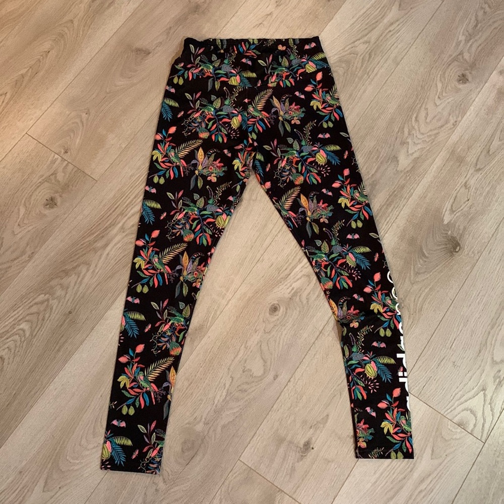 Adidas Neo x Llew Mejia Black Floral Leggings Size Small